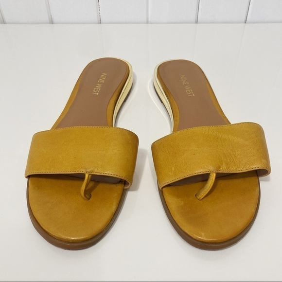 Nine West Xandose Yellow Leather Slide Sandal Size 8.5M - Picture 5 of 16